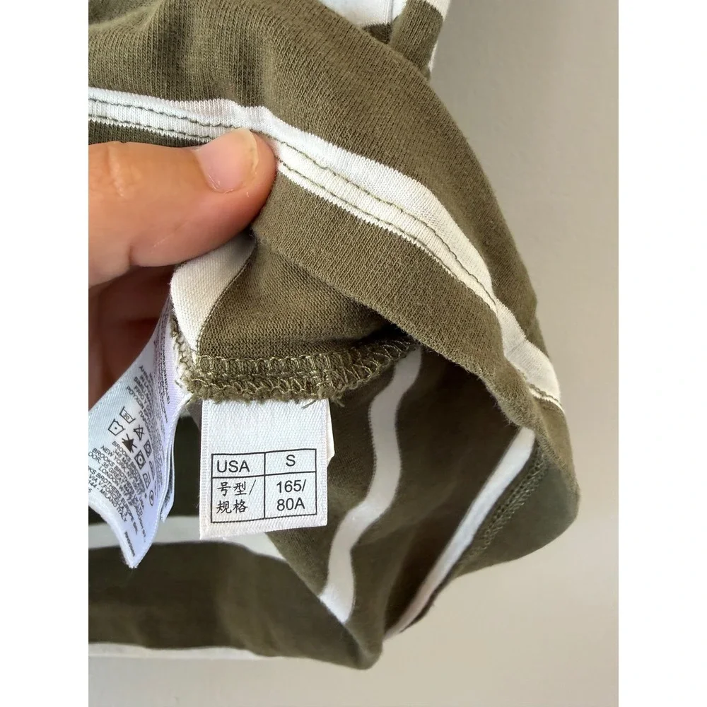 Brooks Brothers Kids Olive Green White Striped T-Shirt Size‎ S